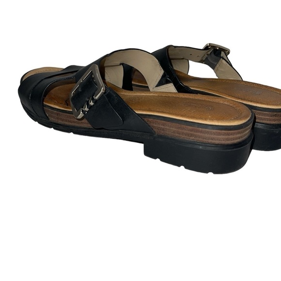 Dr. Scholls Original Collection Sandals Size 10M Black Leather Slip On Cushioned - Picture 2 of 12